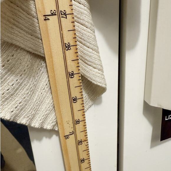 Liz Claiborne Career Metallic Open Front Cardigan Sweater Beige Women’s Medium - Picture 12 of 13